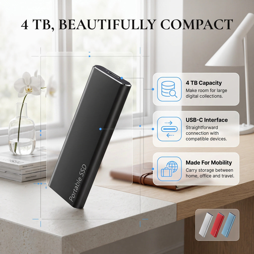 USB-C External SSD Portable Storage Device with USB-C Connection