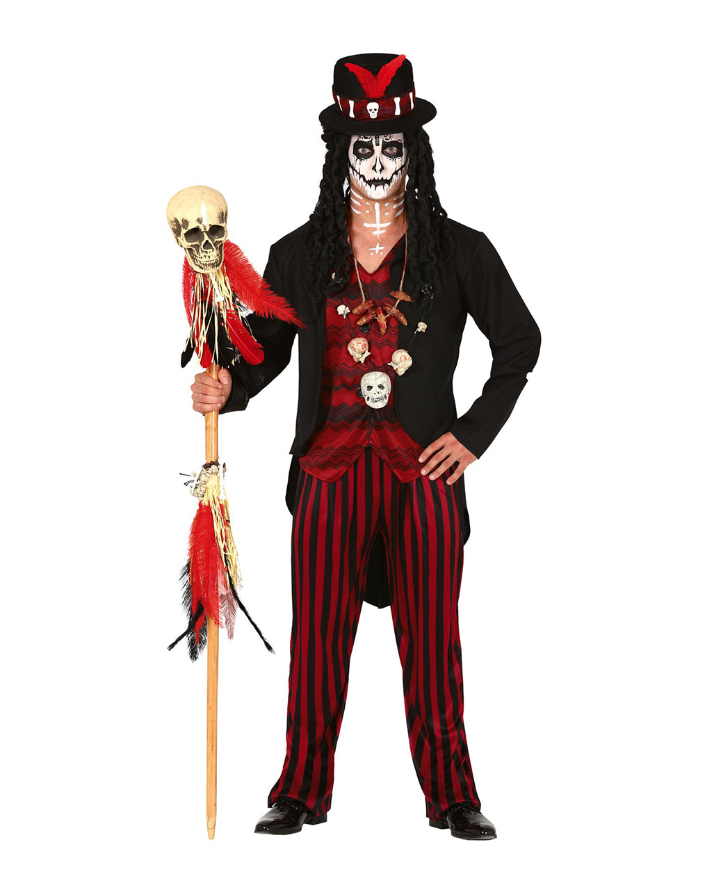 Men's Voodoo Sorcerer Halloween Costume with Hat and Jacket