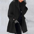 Women's Relaxed Fit Double-Breasted Trench Coat with Wide Lapel and Side Pockets