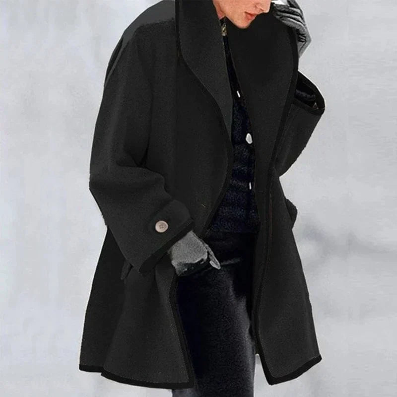 Trench-coat décontracté pour femme, croisé, avec larges revers et poches latérales