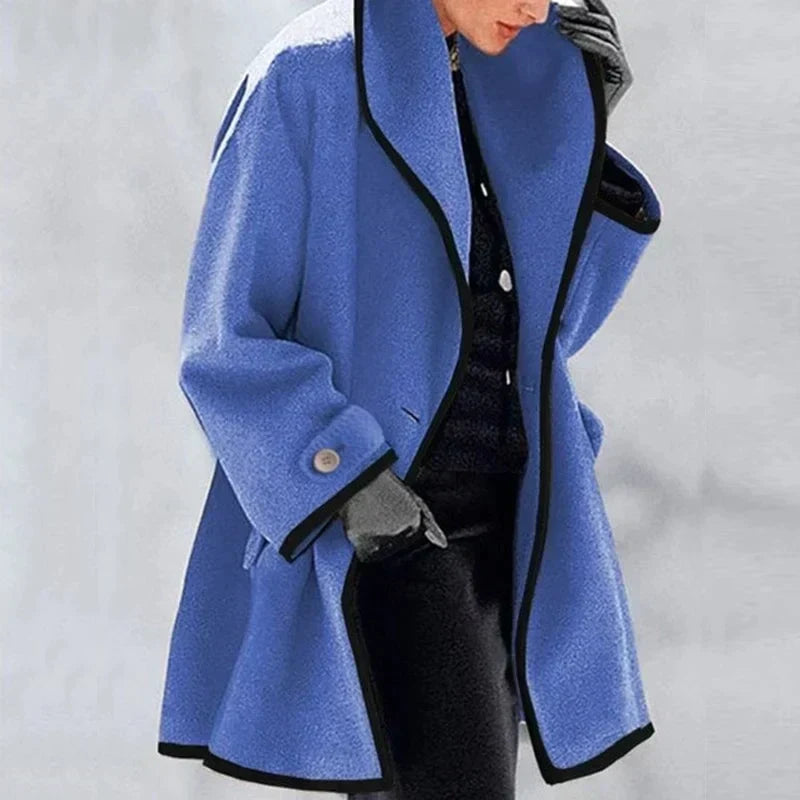 Trench-coat décontracté pour femme, croisé, avec larges revers et poches latérales