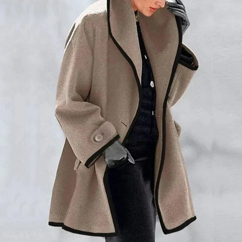 Trench-coat décontracté pour femme, croisé, avec larges revers et poches latérales