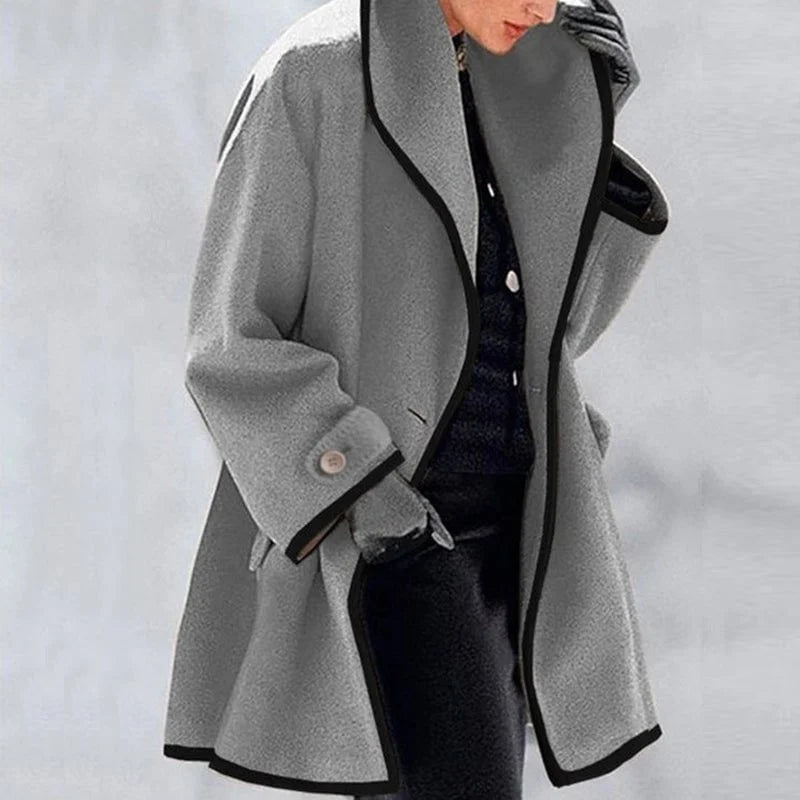Trench-coat décontracté pour femme, croisé, avec larges revers et poches latérales