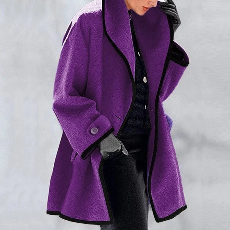 Trench-coat décontracté pour femme, croisé, avec larges revers et poches latérales