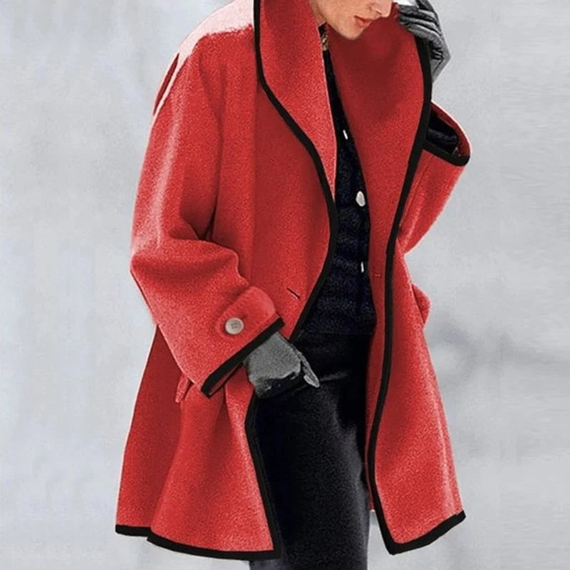 Trench-coat décontracté pour femme, croisé, avec larges revers et poches latérales