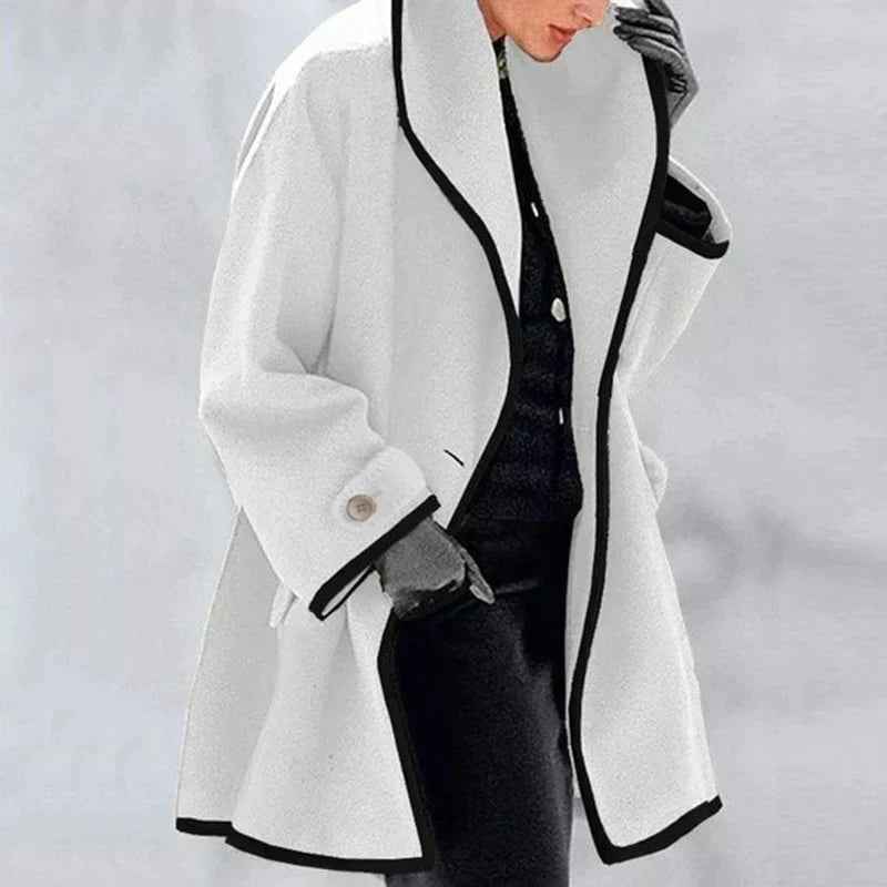 Trench-coat décontracté pour femme, croisé, avec larges revers et poches latérales