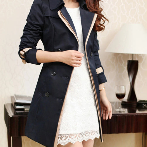 Elegant windproof women's trench coat with lapel collar for optimal winter comfort
