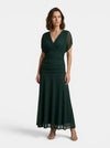 Robe maxi élégante à col en V pour femmes, coupe fluide