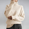 Women's High Turtleneck Long Sleeve Sweater with Diamond Knit Texture