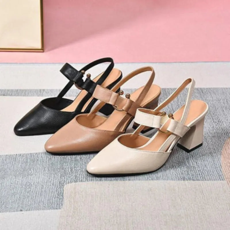 Escarpins slingback pour femmes avec talon bloc pointu