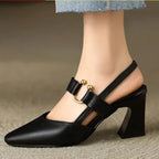 Women's Slingback Court Shoes with Pointed Toe Block Heel