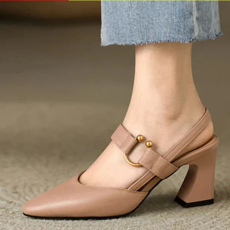 Escarpins slingback pour femmes avec talon bloc pointu