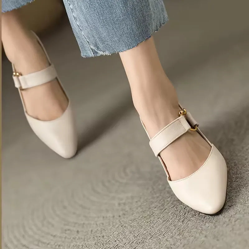 Women's Slingback Court Shoes with Pointed Toe Block Heel