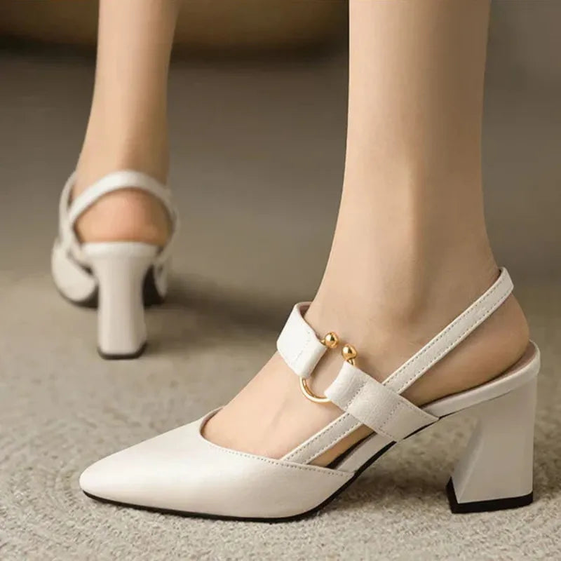 Escarpins slingback pour femmes avec talon bloc pointu