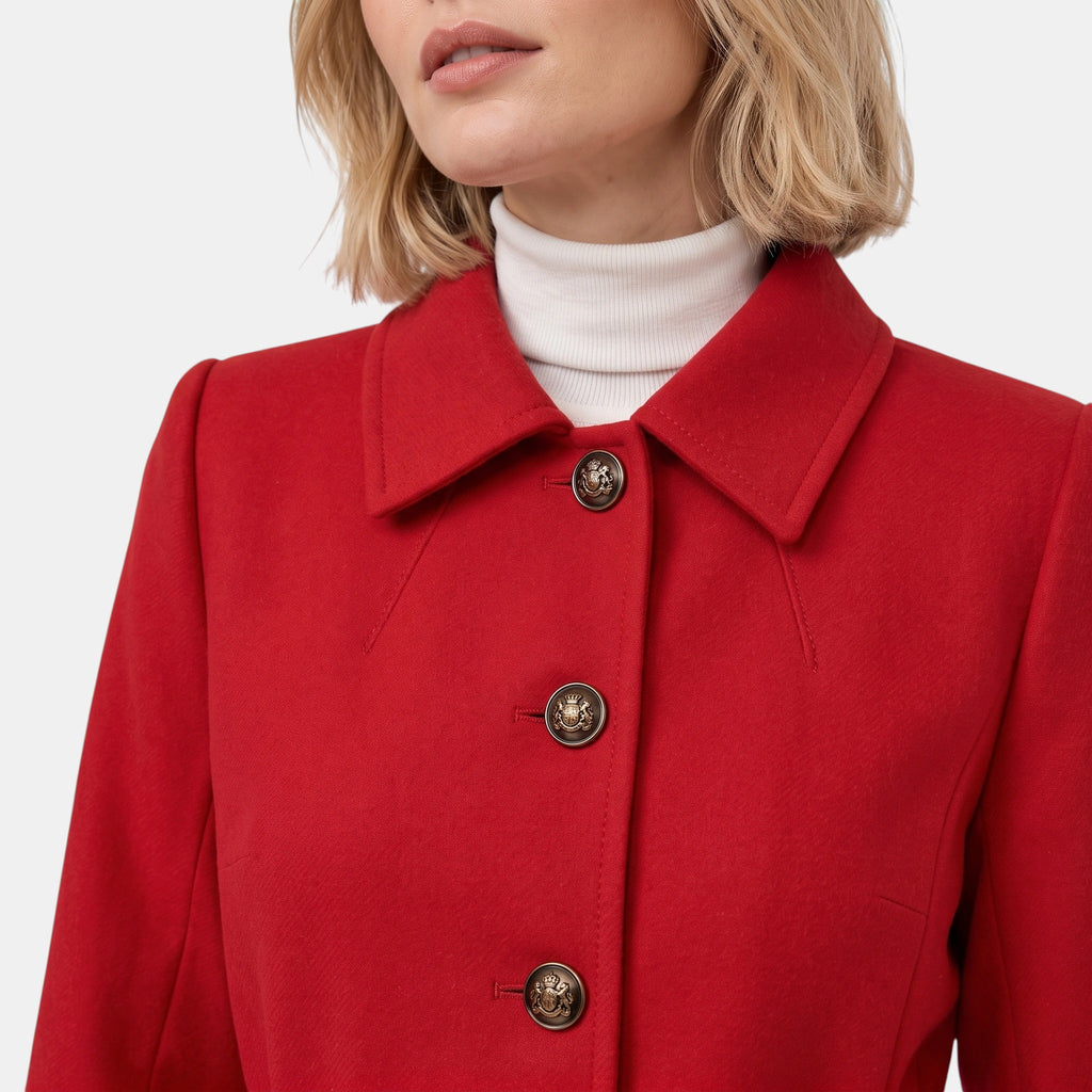 Manteau ceinturé pour femme avec fermeture boutonnée et col à revers