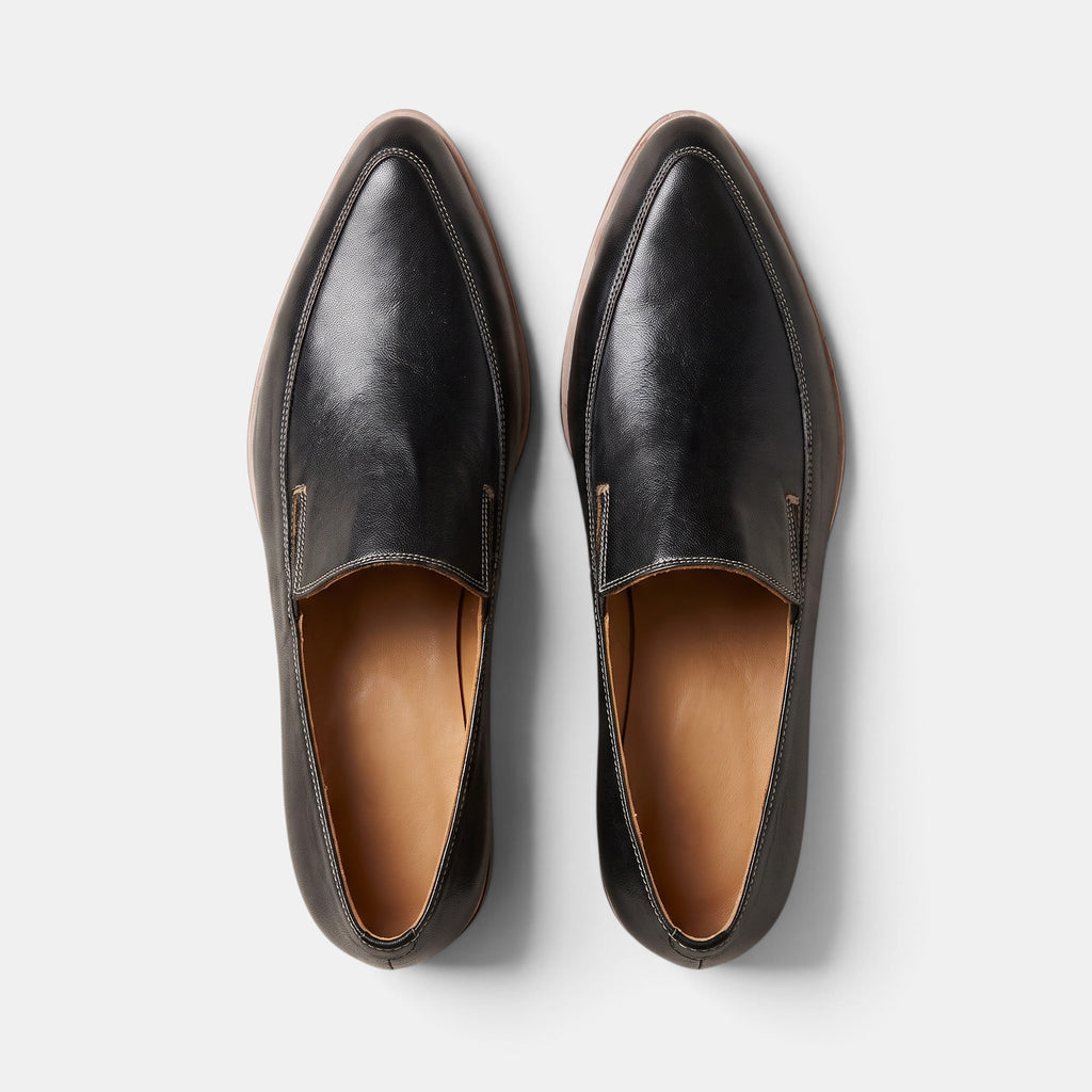 Mocassins noirs à enfiler pour femmes, talon bas, chaussures décontractées et formelles