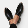 Mocassins noirs à enfiler pour femmes, talon bas, chaussures décontractées et formelles