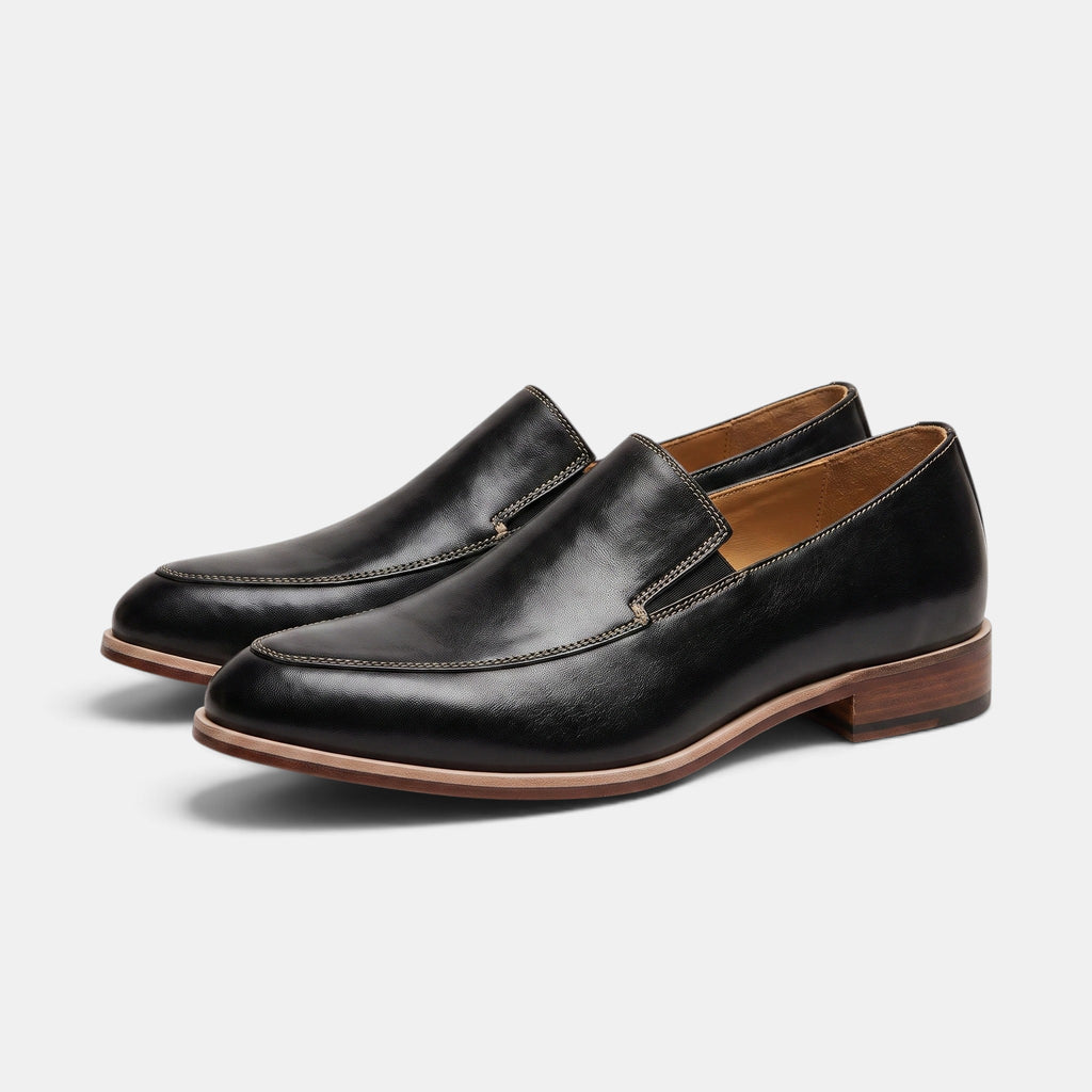 Mocassins noirs à enfiler pour femmes, talon bas, chaussures décontractées et formelles
