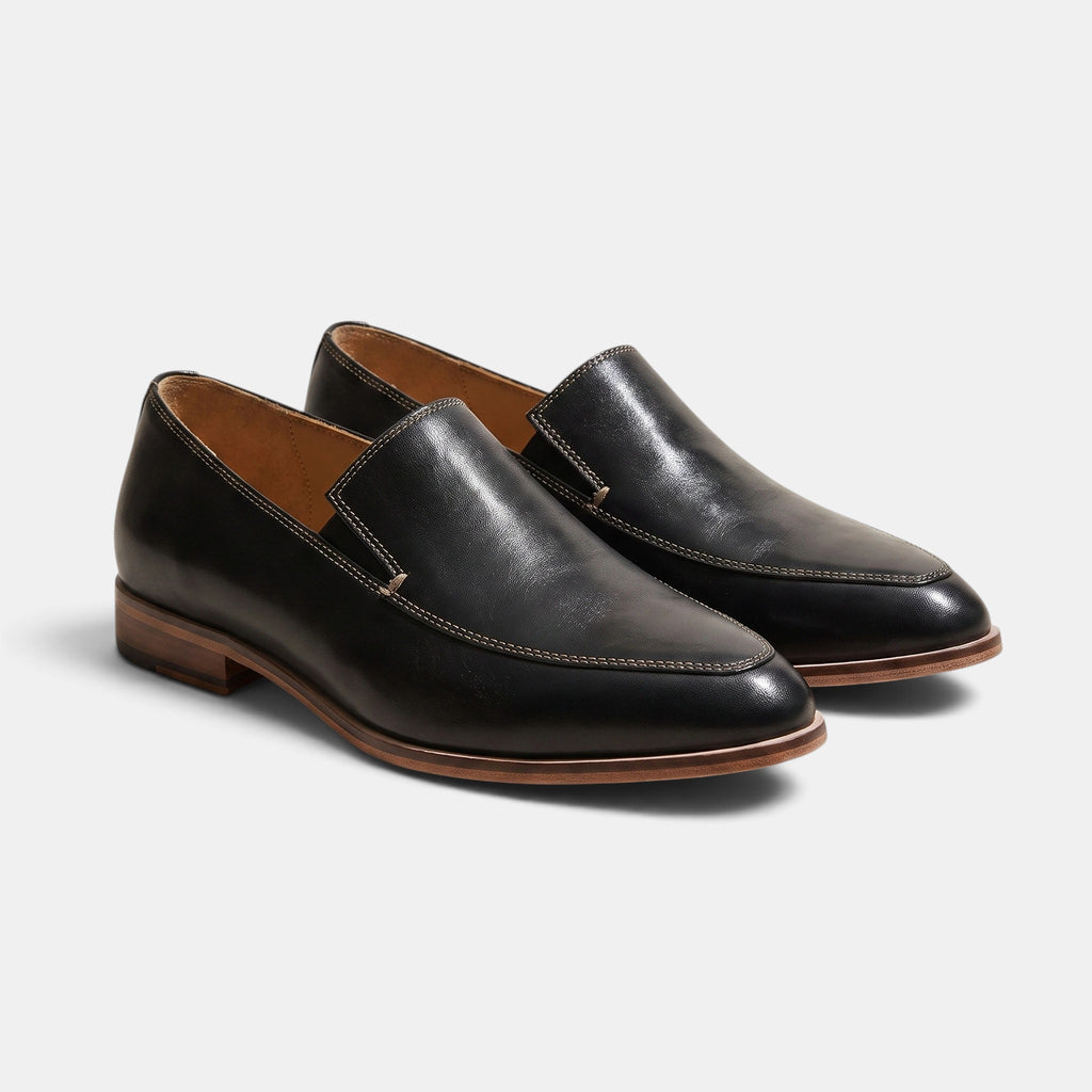 Mocassins noirs à enfiler pour femmes, talon bas, chaussures décontractées et formelles