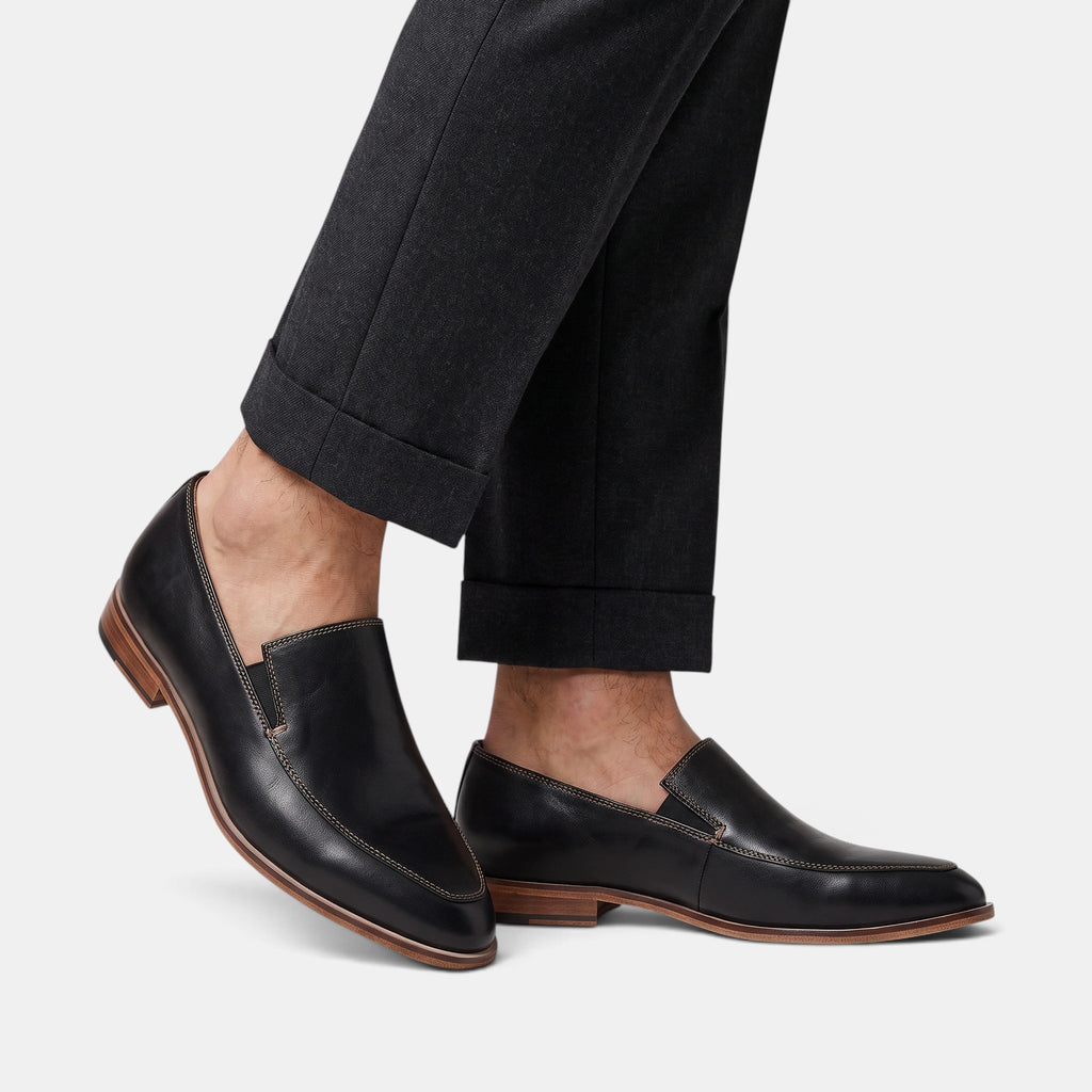 Mocassins noirs à enfiler pour femmes, talon bas, chaussures décontractées et formelles