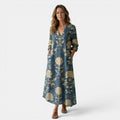 Robe maxi florale bleue pour femmes, coupe décontractée élégante