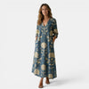 Robe maxi florale bleue pour femmes, coupe décontractée élégante
