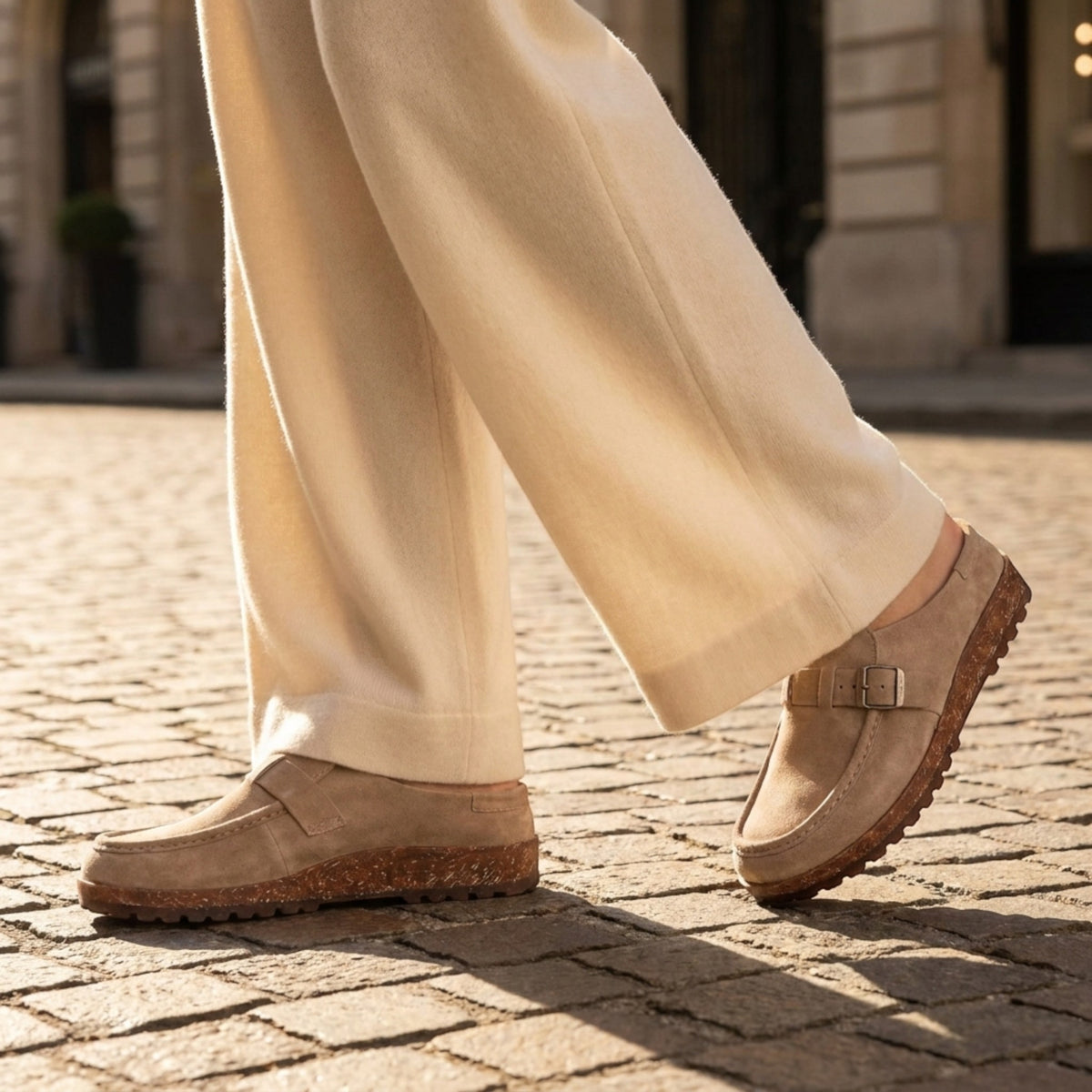 Women's Buckle Loafers with Slip On Design and Apron Toe