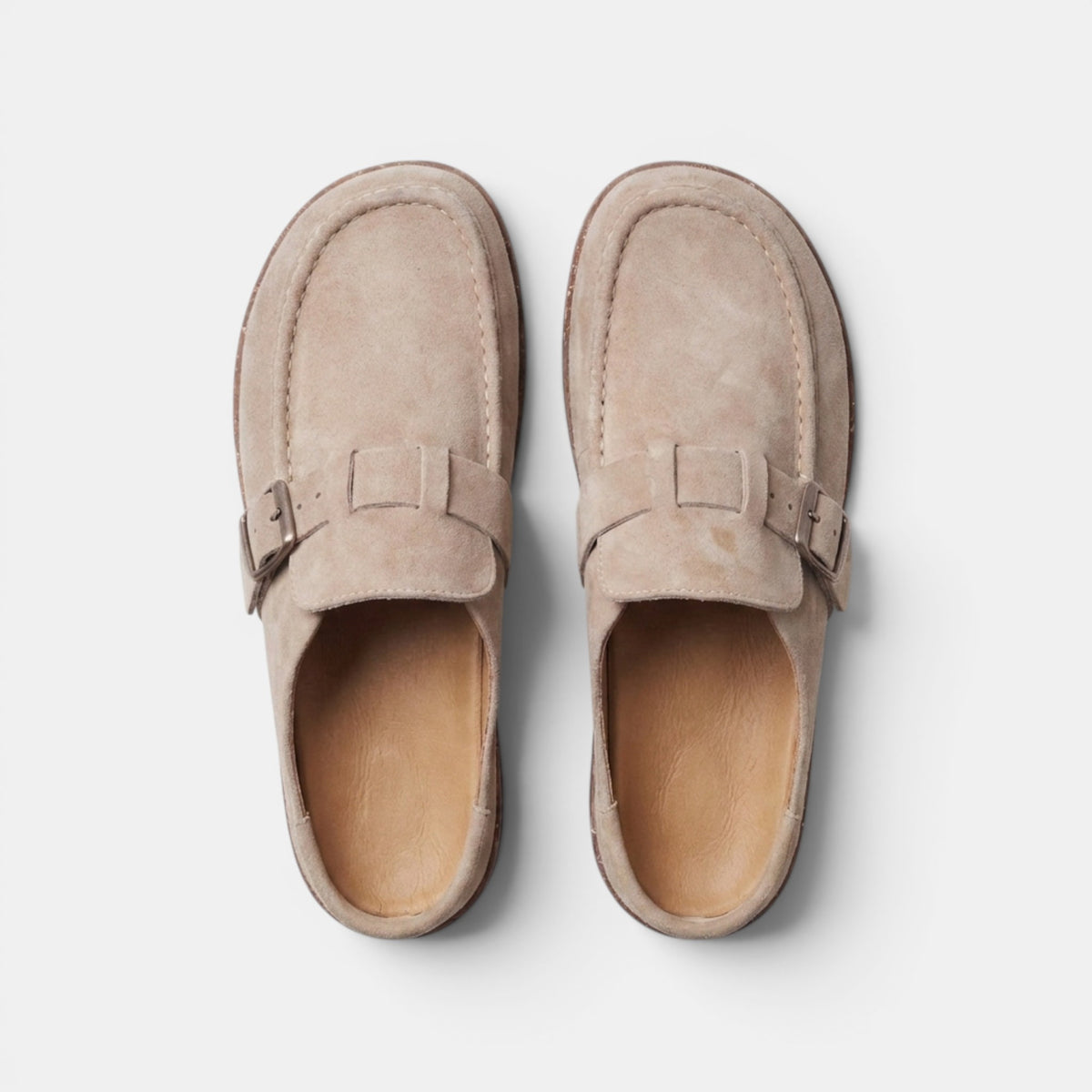 Women's Buckle Loafers with Slip On Design and Apron Toe
