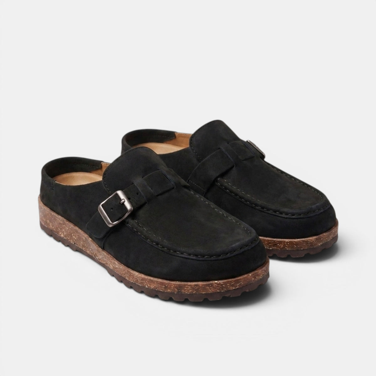 Women's Buckle Loafers with Slip On Design and Apron Toe