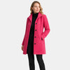 Manteau femme boutonné à revers crantés et coupe longue