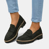 Women's Chunky Sole Penny Loafers with Contrast Stitch and Lug Sole