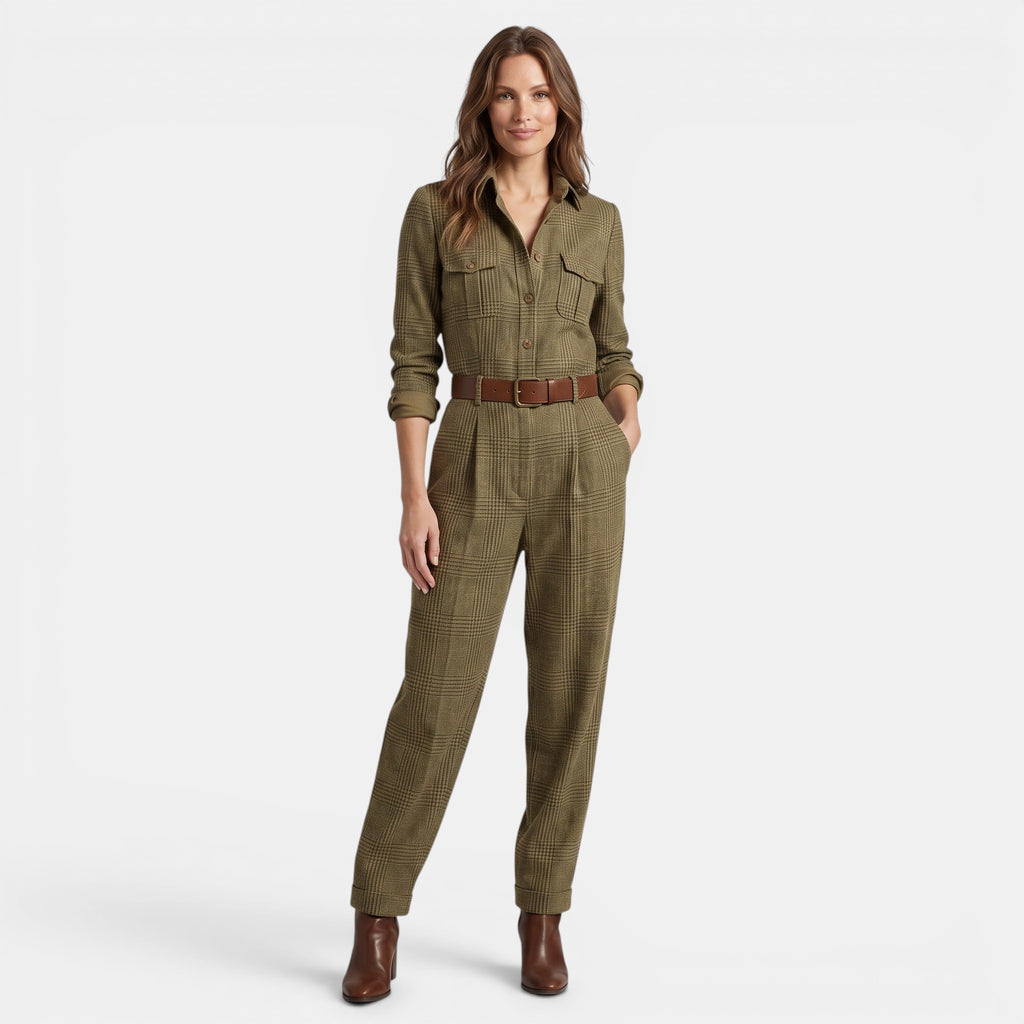Combinaison utilitaire classique à carreaux pour femme