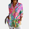 Women's Colourful Print Blouse Lightweight Button Shirt