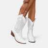 Women's Cowgirl Boots with Perforated Design and Block Heel