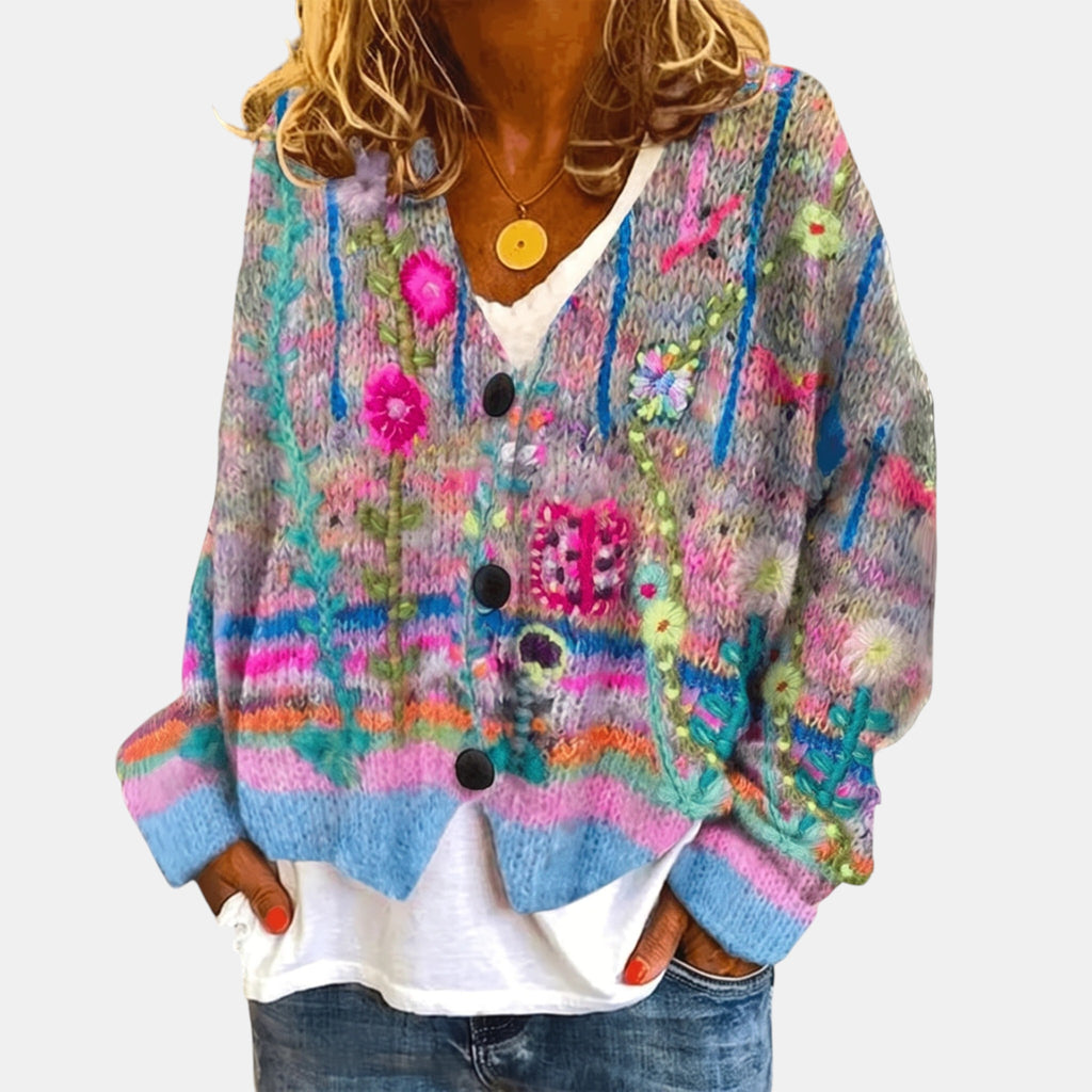 Women's Floral Button Front Cardigan Sweater