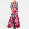Robe maxi fleurie pour femmes, style printanier élégant à col en V