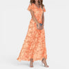Robe maxi fleurie pour femmes, col en V, style estival élégant