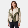 Women's Hooded Jacket with Colour Block Design and Zip Front