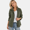Women's Jacket with Stand Collar and Front Zip Pockets