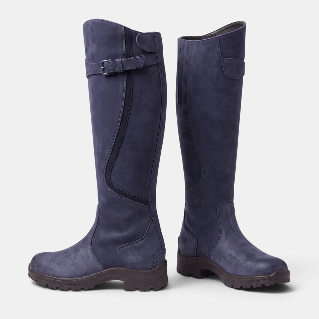 Women's Knee High Boots with Buckle Strap and Round Toe