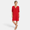 Women's Knee Length Dress with V Neck and Three Quarter Sleeves
