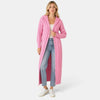 Cardigan long pour femme avec capuche, fermeture zippée sur le devant et poches plaquées