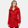 Manteau long pour femme à col montant, boutonnage sur le devant et taille ceinturée