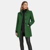 Long manteau pour femme à col montant et fermeture boutonnée