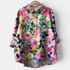 Women's Long Sleeve Floral Shirt with Collar