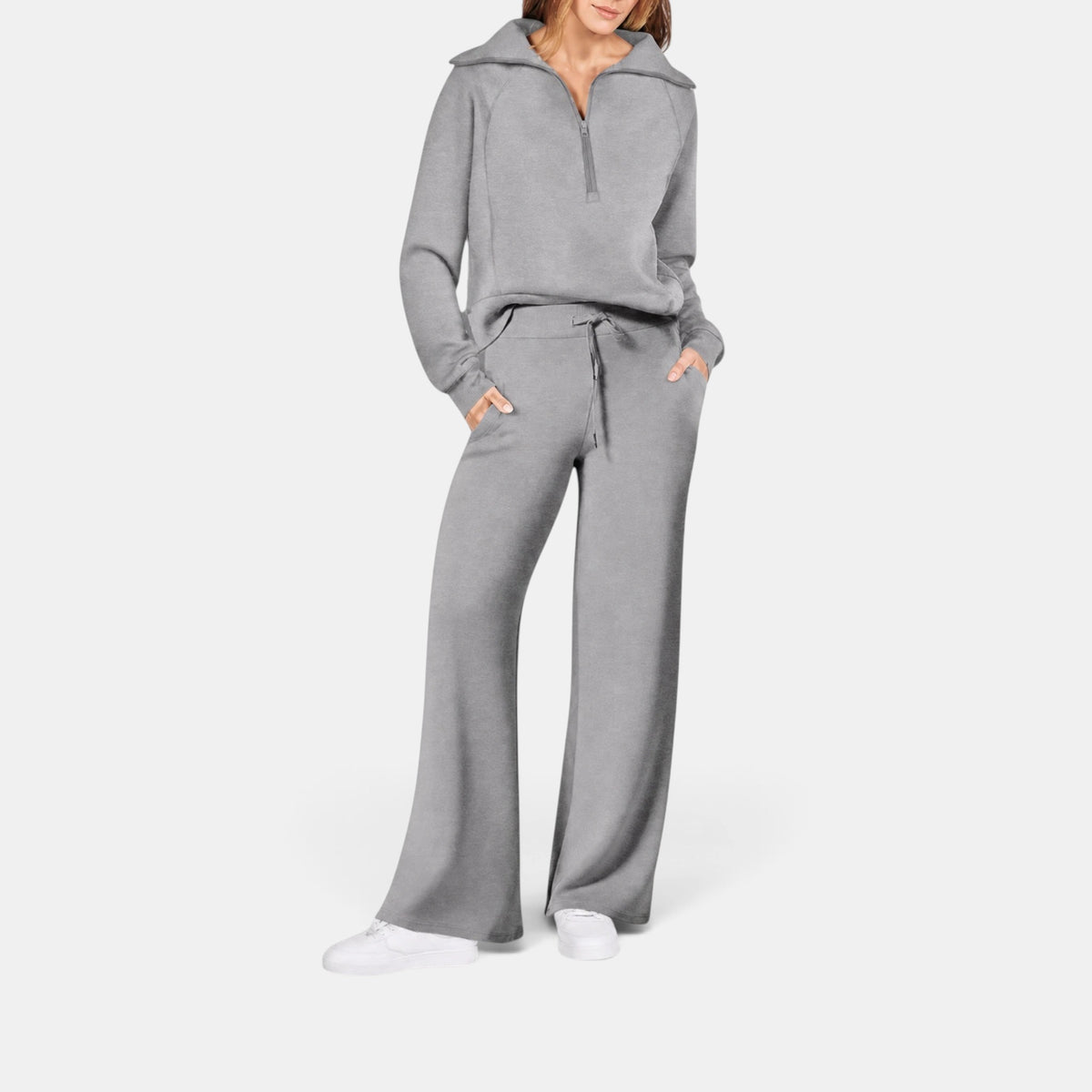 Ensemble de détente pour femme avec sweat-shirt douillet et pantalon de survêtement assorti, pour un confort décontracté