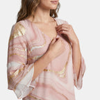 Robe courte pour femme avec encolure en V et manches évasées
