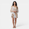 Women's Mini Dress with V Neckline and Flare Sleeves
