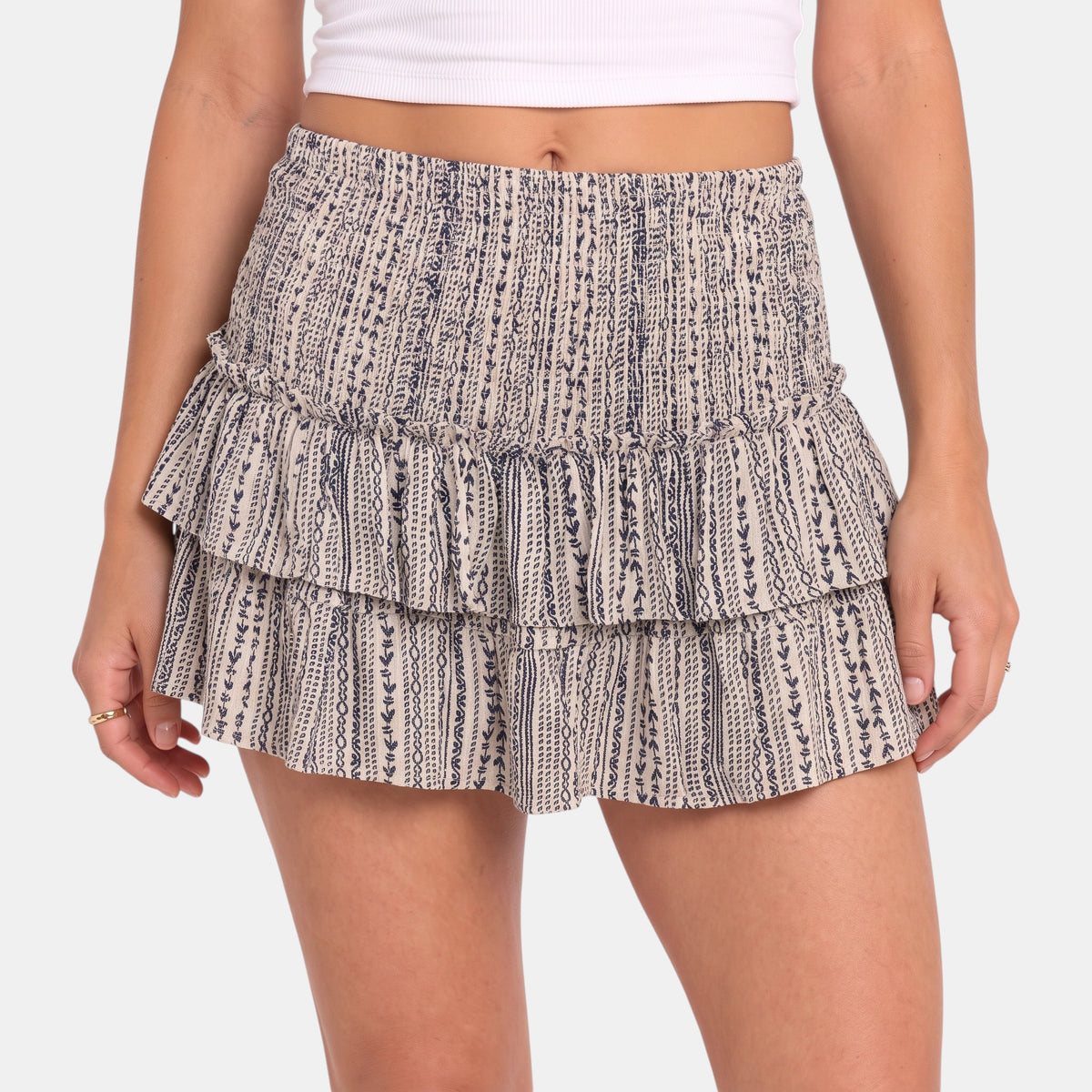 Mini-jupe pour femme taille haute avec ourlet à volants