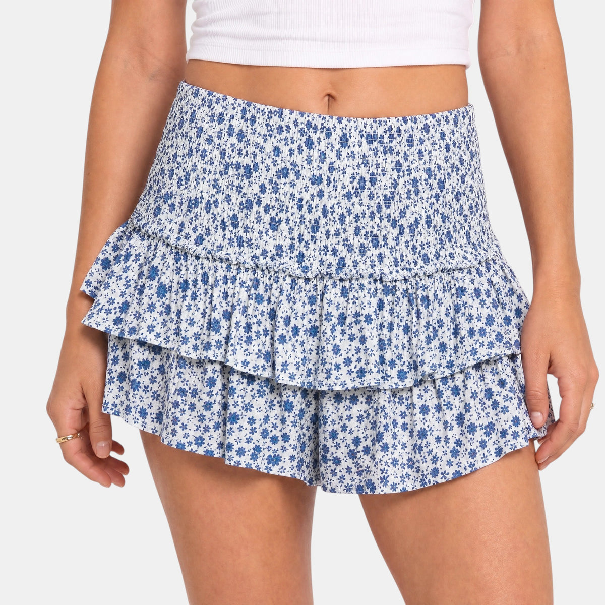 Mini-jupe pour femme taille haute avec ourlet à volants